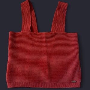 Ribbed Red Knit Shoulder tank